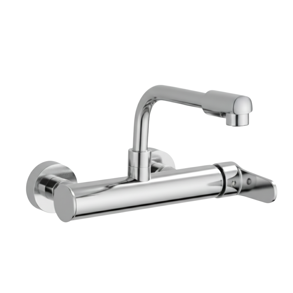 robinet-cuisine-mural-acier-inoxydable-bec-long-chrome