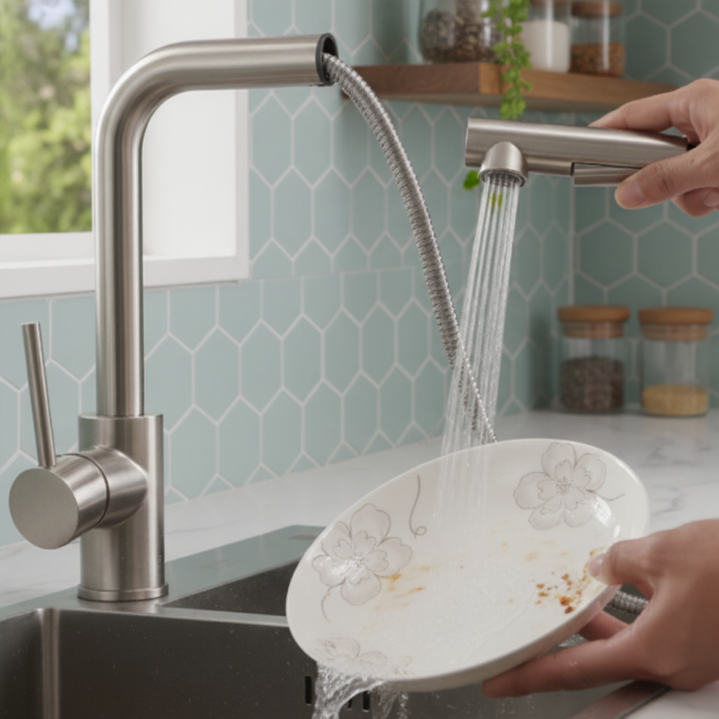 robinet-cuisine-ressort-douchette-extractible-douchette