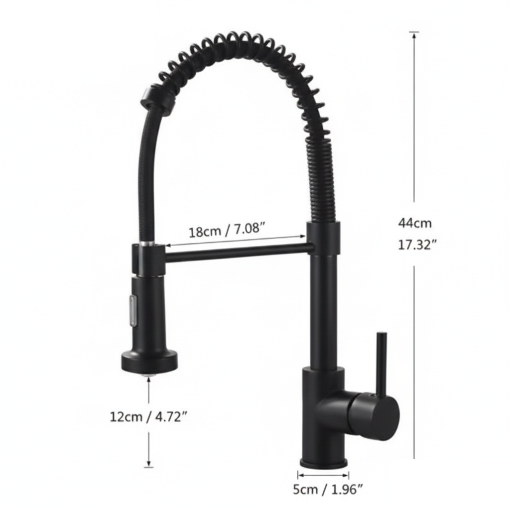 robinet-cuisine-ressort-douchette-extractible-deporte-dimensions